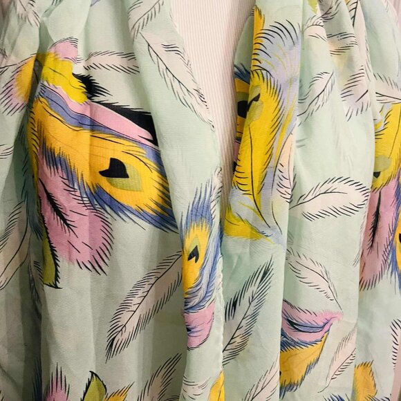 NWT Handmade Scarf by Sana – Pastel Peacock Feathers Design - Picture 4 of 8